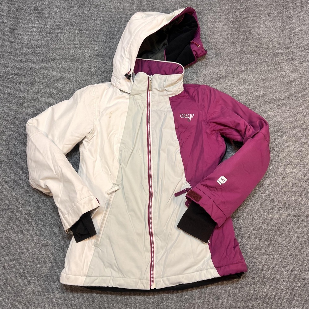 Orage Prime 10 Jacket Womens Small White Purple Hooded Insulated Ski Snow